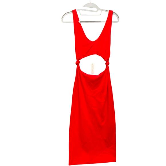 LOVERS and FRIENDS Ribbed Red Cut Out Body-Con MARTA Cut Out Dress Sz SML - Picture 2 of 12